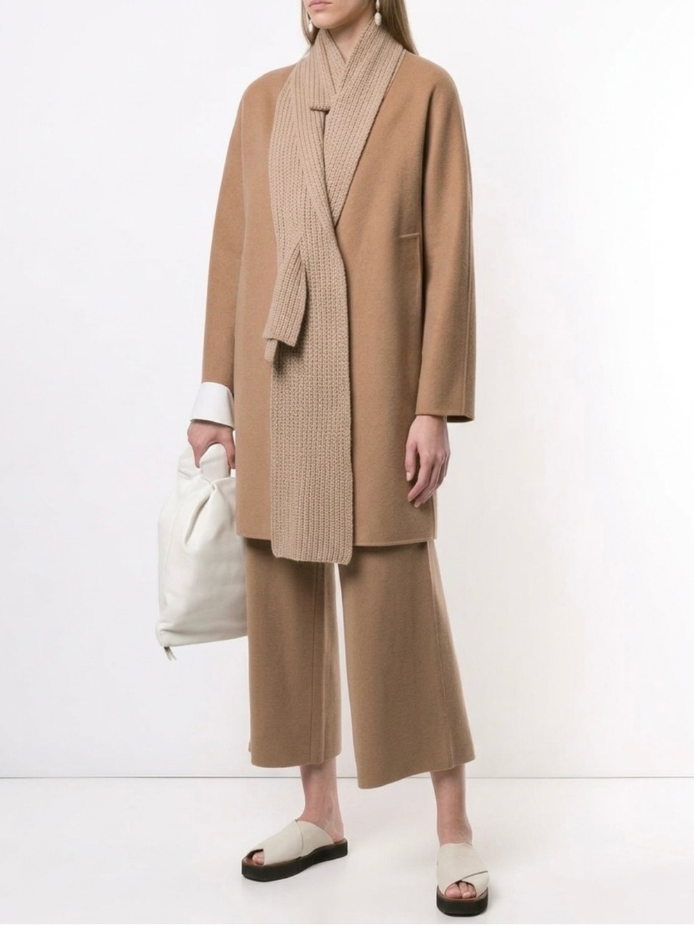 Alexis Revolve camel cardigan lightweight coat built-in scarf wool blend MaxMara